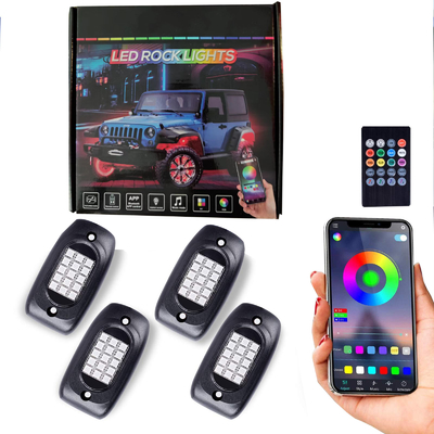 Beli Lampu Rock RGB Stabil DC 12V Dengan Remote Control 8Pcs Neon Underglow pembuatan online