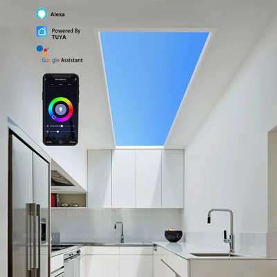 Beli 60x60 Alami Buatan LED Skylight 100W CCT 6500K Kontrol Suara pembuatan online