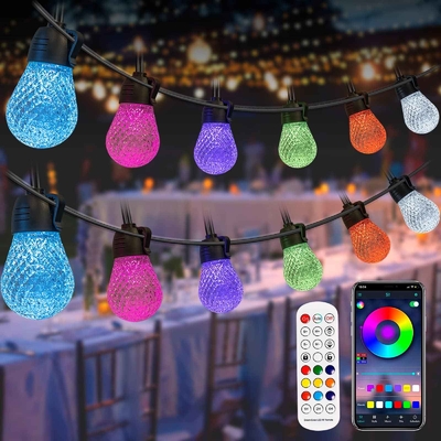 Beli Pernikahan Luar Ruangan RGB String Light 49FT Tahan Air Remote Control pembuatan online