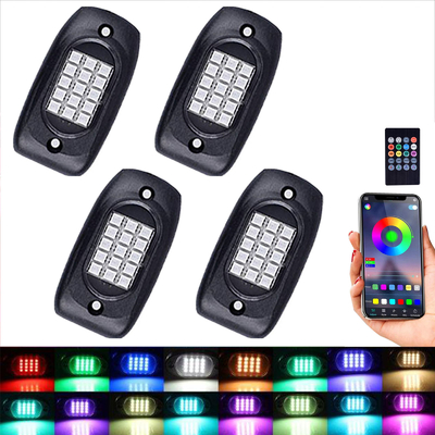 Beli Lampu Rock RGB Mobil Praktis Kontrol Bluetooth Sudut Pencahayaan 120 Derajat pembuatan online
