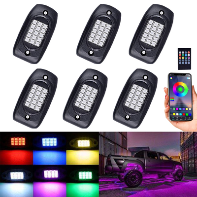 Beli 6 Pods Truck RGB LED Rock Lights, Multicolor RGB Rock Light Kit pembuatan online