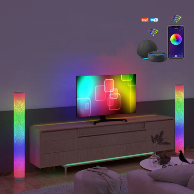 Beli Aluminium Dimmable RGB Corner Floor Lamp Kontrol Aplikasi Cerdas 16 Juta Warna pembuatan online