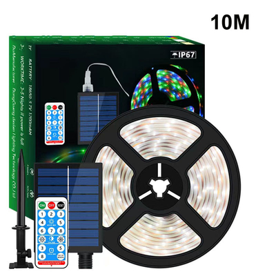 Beli Panjang 5M 10M LED Solar Strip Light 2835 Luar Ruangan Tahan Air Putih Hangat pembuatan online