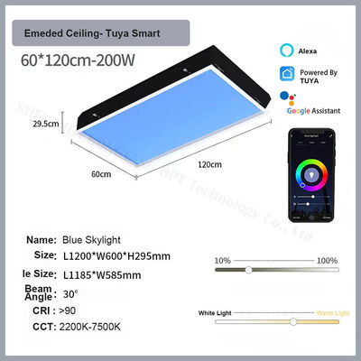 Beli Tuya Remote Controller Faux Skylight Panels L1200 W600 H295mm CCT 2100K 7500K Ideal for Commercial Spaces and Office Lighting Solutions pembuatan online