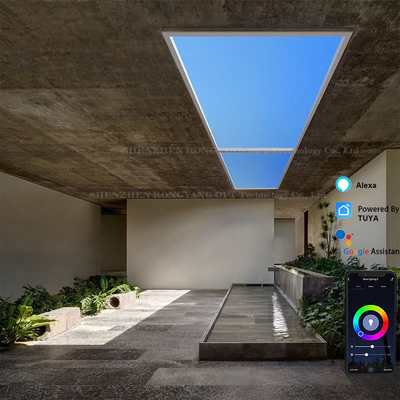 Langit-langit Terintegrasi Buatan LED Skylight Kontrol Alexa Tuya Tersembunyi CCT 6500K