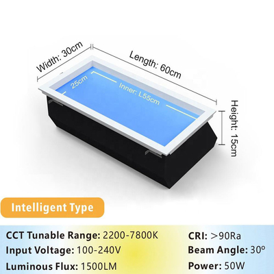 L600*W300*H150mm panel langit LED untuk ketinggian cadangan langit-langit 300mm pencahayaan hemat energi