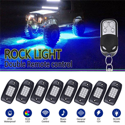 Multi Scene 8 Pod RGB Rock Lights Kontrol APLIKASI Stabil Dengan Mode Musik