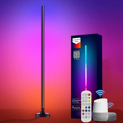 CCT 2500K-6500K RGB Corner Lamp, Lampu Lantai Sudut LED Berubah Warna yang Dapat Diredupkan