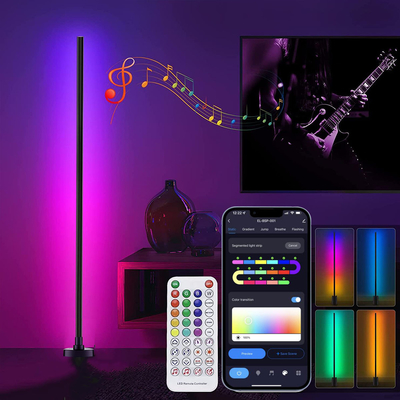 Remote Control LED RGB Corner Lampu Lantai Mengubah Warna AC85V-265V