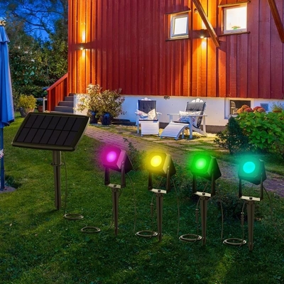 Pemandangan Surya Lampu Sorot Luar Ruangan Berwarna Tahan Air Untuk Taman Rumput Teras